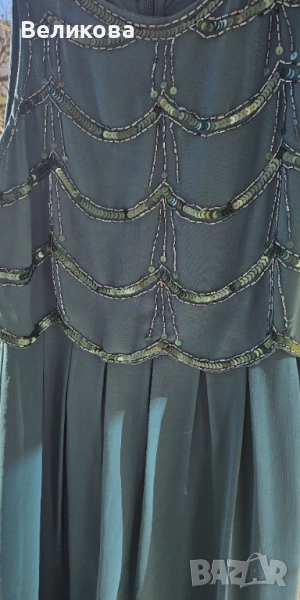 Тъмнозелена официална рокля, снимка 1