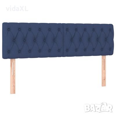 vidaXL Горни табли за легло, 2 бр, синя, 80x7x78/88 см, плат（SKU:346360, снимка 1