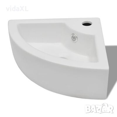 vidaXL Мивка с преливник, 45x32x12,5 см, керамична, бяла(SKU:140697, снимка 1