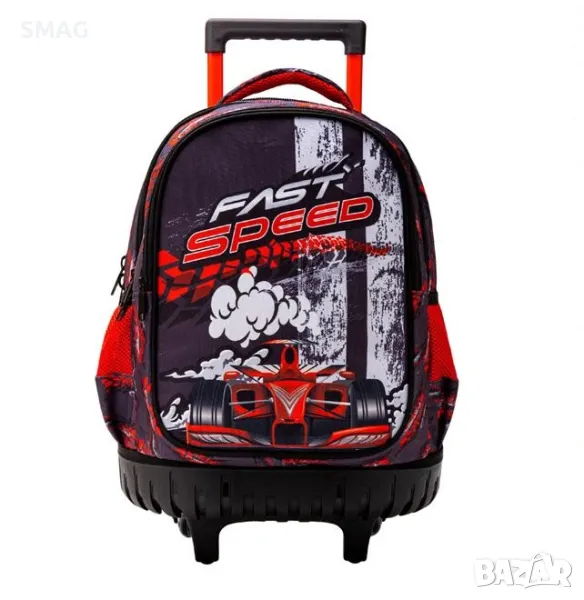 Ученическа раница - Elementary Black Fast Speed ​​​​Formula Trolley със светлина S_00088, снимка 1