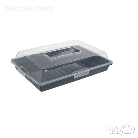Кутия за сладкиши с дръжка Mercado Trade, Правоъгълна, Сива, снимка 2 - Кутии за съхранение - 50182319