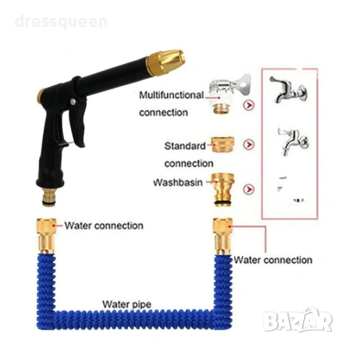 4517 Гъвкав градински маркуч за поливане и миене: Изключителна здравина с месингови накрайници, снимка 4 - Напояване - 53877948