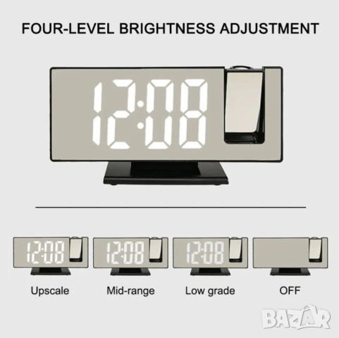 Настолен LED часовник със светещ проектор на тавана , аларма , будилник  ТОП, снимка 2 - Други стоки за дома - 45588881