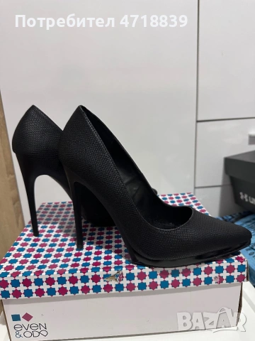 Черни обувки на ток, снимка 2 - Дамски обувки на ток - 53293743