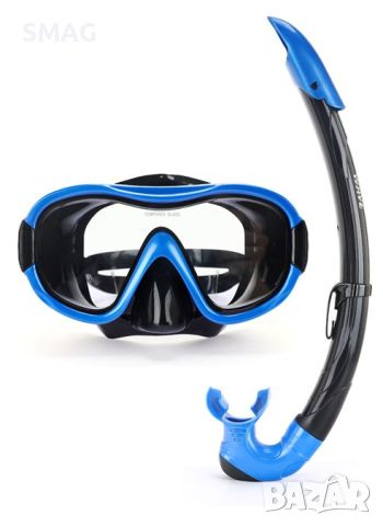 Комплект морска маска и шнорхел за плуване черен син 12+ години, снимка 1 - Водни спортове - 46279736