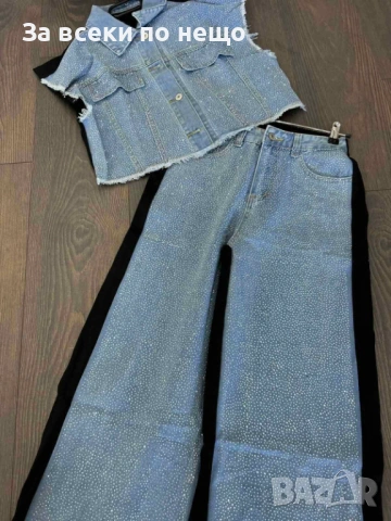 Дамски Син Дънков Комплект Код A1245, снимка 2 - Комплекти - 53490203