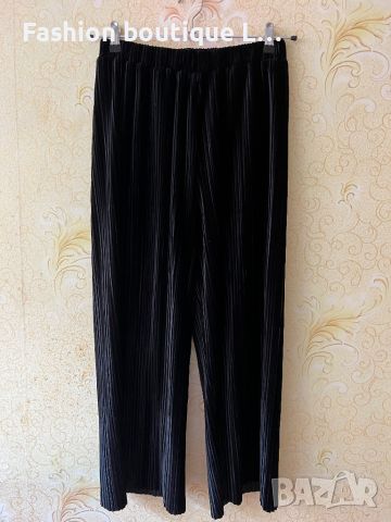 Широк черен плюшен рипсен панталон с ластик в кръста 🖤🖤🖤 , снимка 1 - Панталони - 45555068