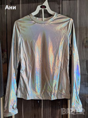 Нова парти блуза цвят сив металик, снимка 5 - Корсети, бюстиета, топове - 46414340