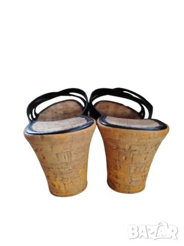 Дамски чехли с коркова подметка, 7 см платформа, 39-40, снимка 4 - Чехли - 45683977