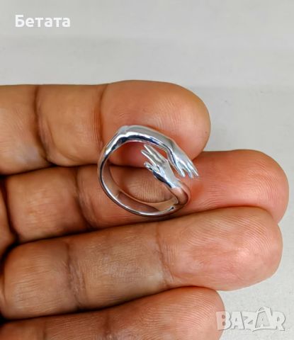 Сребъре пръстен с майчини ръце, красив сребър пръстен, уникален пръстенрегулируем пръстен-925 сребро, снимка 2 - Пръстени - 45776137