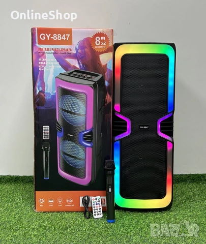 Bluetooth Тонколона , Led осветление, 2 х 8 инча ,микрофон, снимка 2 - Тонколони - 53611975