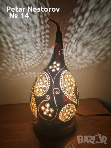 Декоративна лампа от кратуна, снимка 2 - Декорация за дома - 53762670