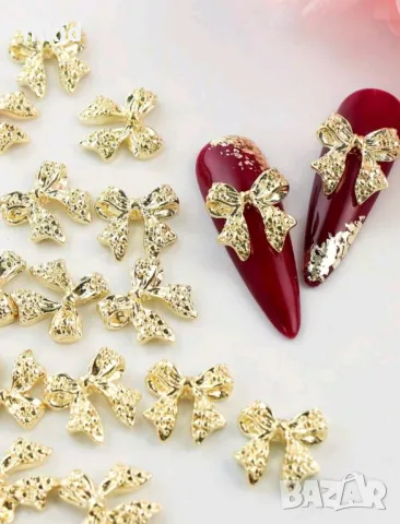 бижу за нокти златисти панделки панделка декорация украса за маникюр нокти и др