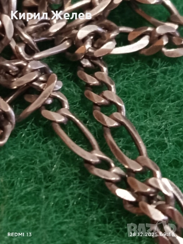 Сребърен ланец плетка тип КАРТИЕ Italy много красив стилен дизайн 40477, снимка 5 - Колиета, медальони, синджири - 52917535