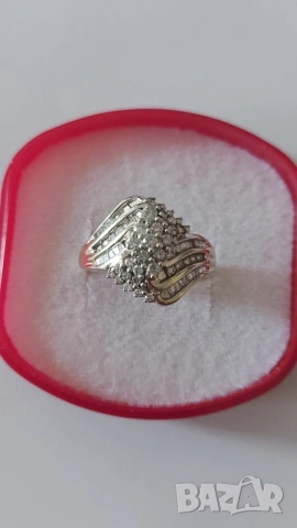 Златен пръстен с брилянти, снимка 3 - Пръстени - 53117717