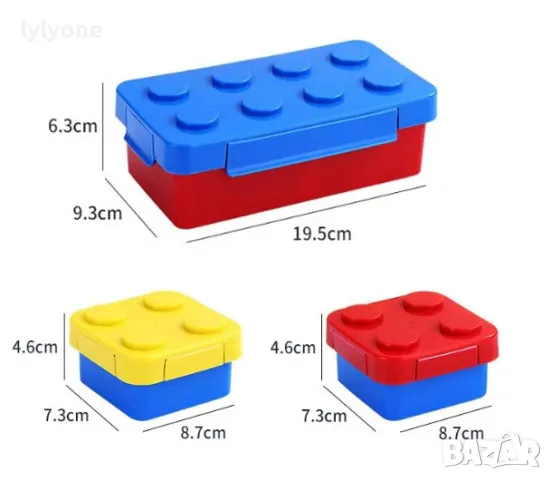 Нов Комплект детски кутии за храна - тип Лего * Нова детска кутия * училище * 3 бр. * Без BPA, снимка 5 - Други - 47001777