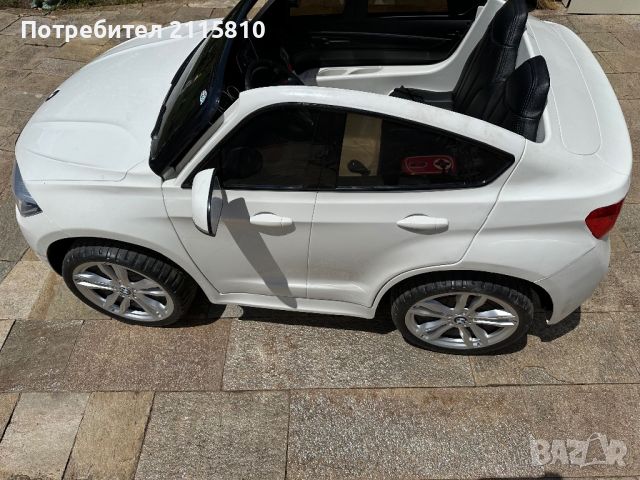 Акумулаторна кола лиценз двуместна BMW X6 White, снимка 5 - Детски колички - 46059026