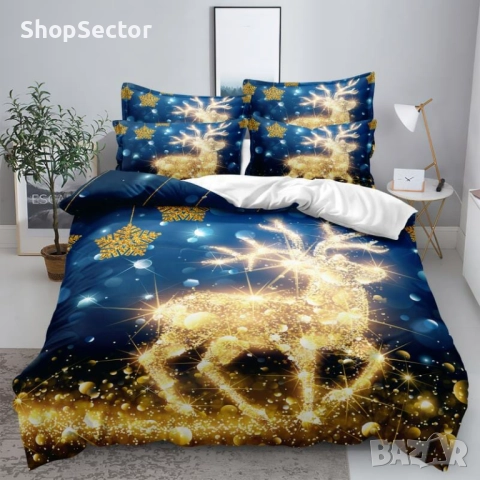 Коледно спално бельо, 100% памук, 6 части