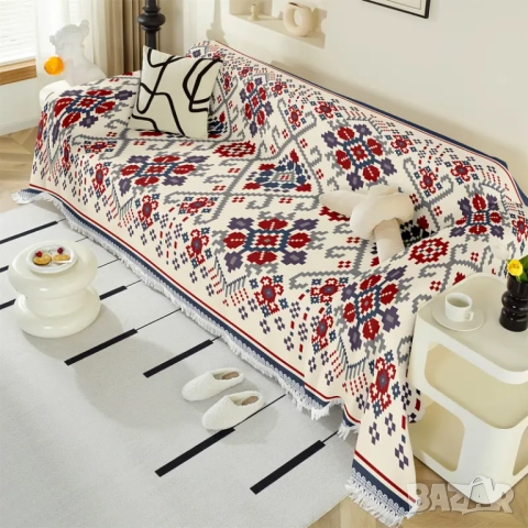 Ново шалте от шинил за диван бохемски стил , снимка 2 - Покривки за легло - 51673638