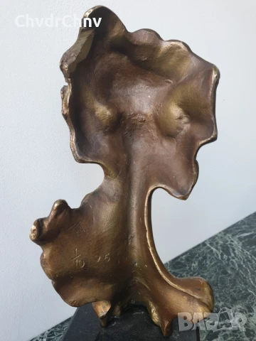 30см-4кг Арт Деко статуетка-бюст/испанска дизайнерска бронзова скулптура/абстрактна фигура на жена, снимка 4 - Статуетки - 50485598