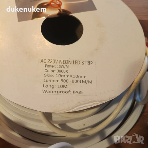 Неонова LED лента 220V – 10 м, Топло бяла 3000K, IP65, снимка 9 - Лед осветление - 53171884