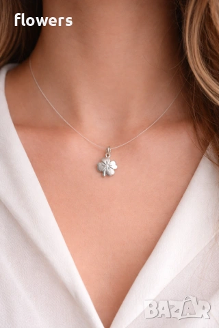 Колие сребърна детелинка