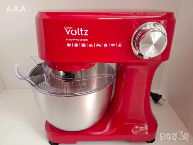 Планетарен миксер с купа от инокс Oliver Voltz, 600W, 3.5 литра, 3 бъркалки, 12 степени + Pulse, Чер