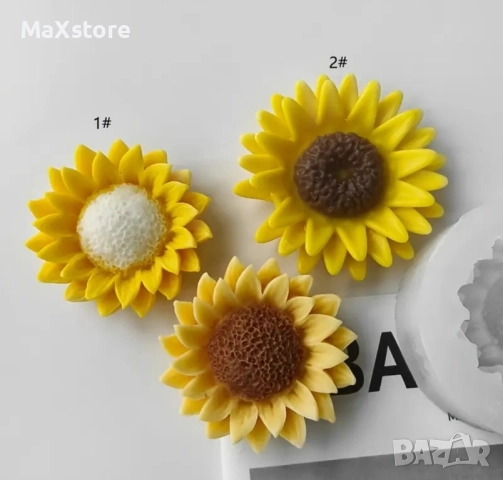 3D  2 модела Слънчоглед Силиконов молд форма за свещи гипс сапун смола фондан за декорация на торта , снимка 3 - Форми - 52048580