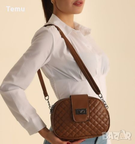 Елегантна дамска ежедневна чанта с три прегради 20х15х8 см., снимка 1 - Чанти - 46411602