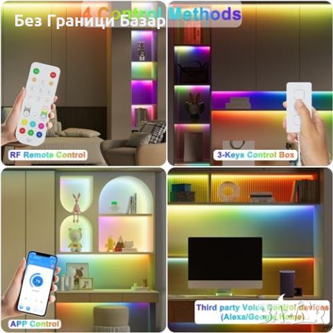 Нова WIFI RGB LED Лента 5M PAUTIX за Домашно Осветление с Гласово Управление, снимка 2 - Лед осветление - 46555839