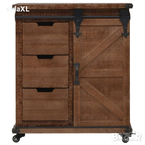 vidaXL Шкаф за съхранение, чам масив, 64x33,5x75 см（SKU:246120), снимка 2 - Шкафове - 53798450