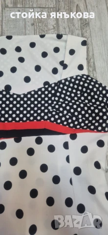  дамска рокля на точки бяло черно червено, снимка 6 - Рокли - 50589655