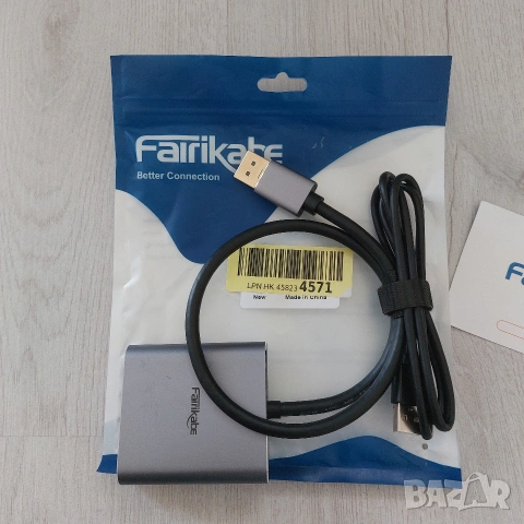 Професионален Fairikabe DisplayPort MST Сплитер – 2 x 4K@60Hz | Активен Хъб за 2 Монитора, снимка 2 - Кабели и адаптери - 53995262