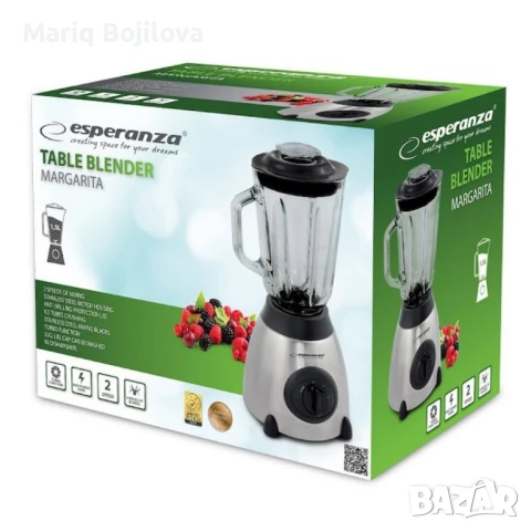 Блендер Esperanza, 500W, 1.5л., Стъклена кана, Инокс черен, снимка 8 - Блендери - 50011076