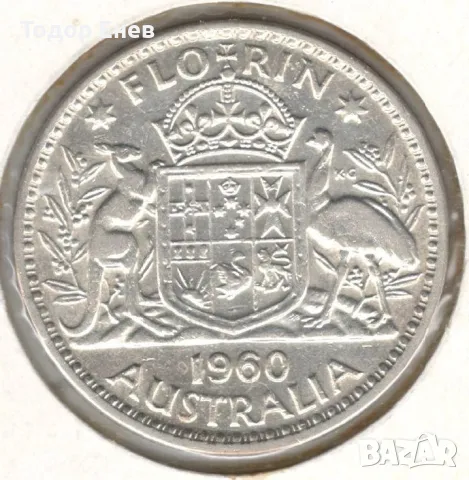 Australia-1 Florin-1960-KM# 60-Elizabeth II 1st p.-Silver