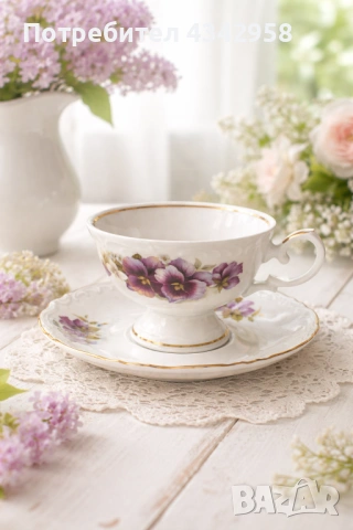 Винтидж порцеланова чаша с чинийка Vohenstrauss Johann Seltmann Bavaria Germany.