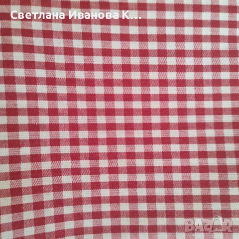 Плат червено и бяло каре, снимка 2 - Платове и дамаски - 53746109