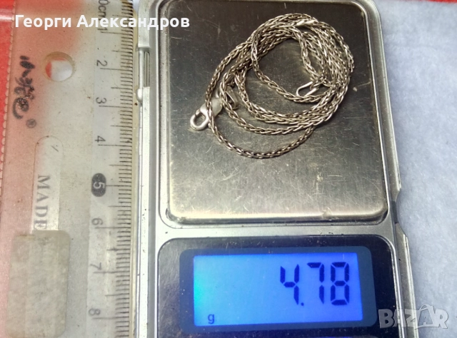 Фино СРЕБЪРНО КОЛИЕ / ВЕРИЖКА Сребро 925 ITALY S с БЯЛА ПОЗЛАТА Здрава Красива Винтидж - АРТ Плетка, снимка 4 - Колиета, медальони, синджири - 52776236