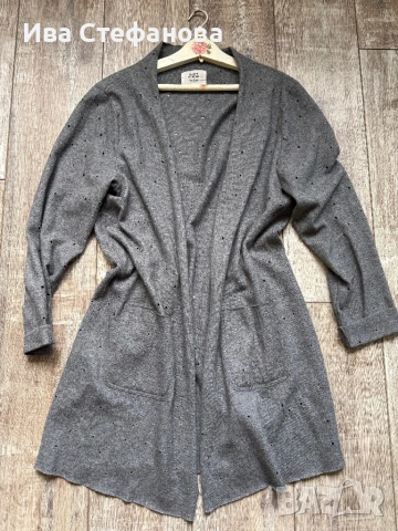 Нова маркова сива жилетка без закопчаване на дупки Denim Hunter овърсайз oversize модел, снимка 5 - Жилетки - 54156540
