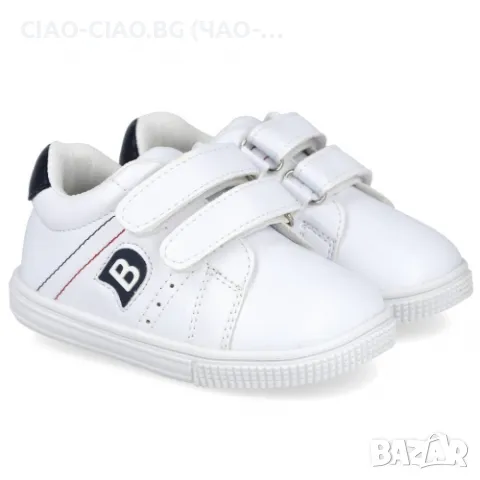 Бели бебешки обувки Унисекс със сиво лого BUBBLE KIDS