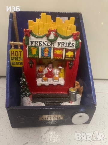  Коледна сцена с LED осветление Magic Village – павильон за пържени картофки, снимка 2 - Декорация за дома - 52726846