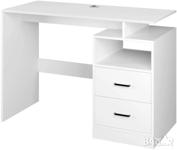 Компютърно бюро, Малко бюро за домашен офис с 2 чекмеджета, Маса за лаптоп с 1 рафт, Бюра в модерен , снимка 4 - Бюра - 45367387
