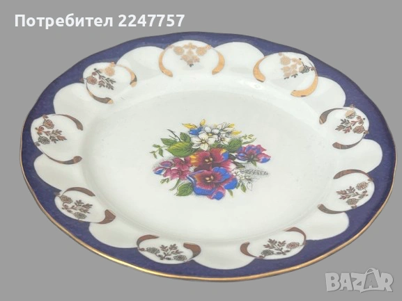 Порцеланова чинийка с теменужка, снимка 2 - Антикварни и старинни предмети - 53059784