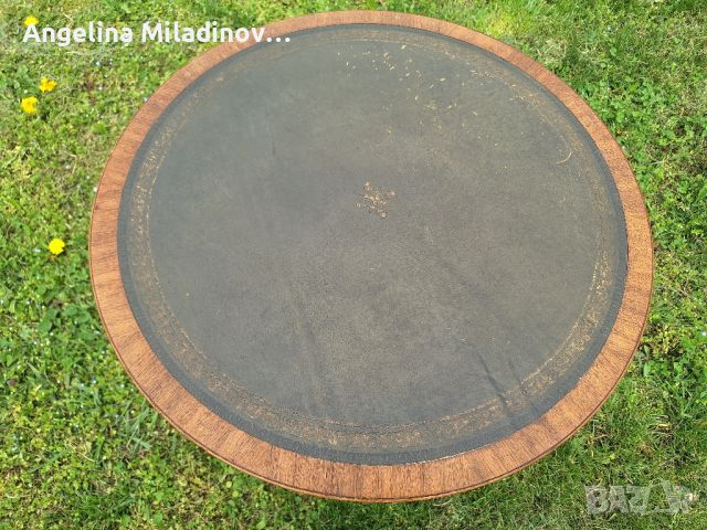 антична маса с естествена кожа и месингови колелца , снимка 7 - Маси - 45387050