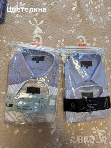 Мъжки ризи MARKS & SPENSER /M & S/ -  18 1/с2in/47cm, снимка 3 - Ризи - 51555109