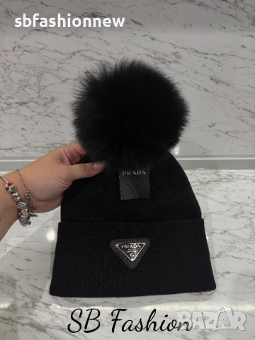 Прада шапка с естествен пух, снимка 4 - Шапки - 53276033