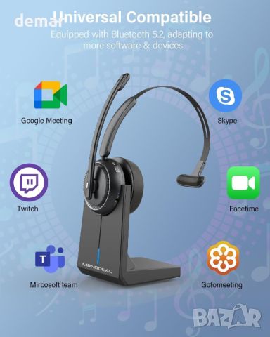 Безжична слушалка Monodeal, Bluetooth с микрофон, с AI шумопотискане и бутон за заглушаване, 65 часа, снимка 7 - Bluetooth слушалки - 46455892