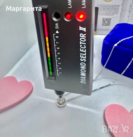 Сребърно колие с мойсанит (диамант) 1 карат, снимка 9 - Колиета, медальони, синджири - 51531365