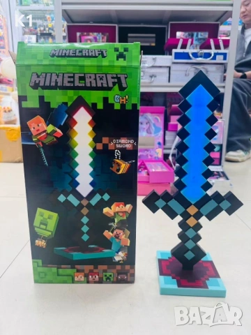 Лампа с Диамантен меч Майнкрафт 40см Minecraft Glowing Diamond Sword, снимка 4 - Фигурки - 53380112