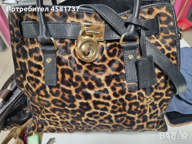 Чанта Michael Kors Rare Hamilton Traveler Leopard Calf Hair Satchel